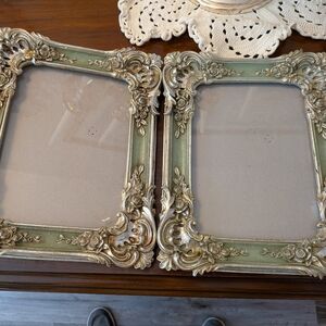 2 separate Elegant silver and Green Ornate Picture Frames